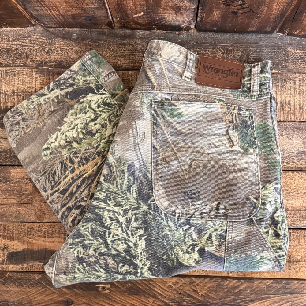 Vintage Wrangler Pro Gear Camo Denim Jeans Mens 38X34 Realtree Hunting Y2K